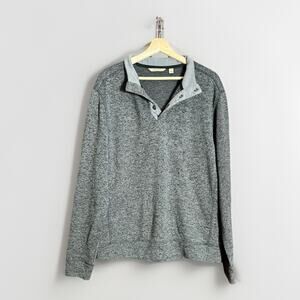 Paradise Collection Mens Pullover Sweater L Gray Snap Button Mock Neck